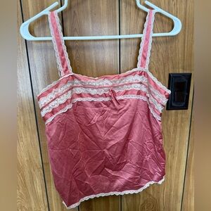 Pink Lace Trim Cami Top